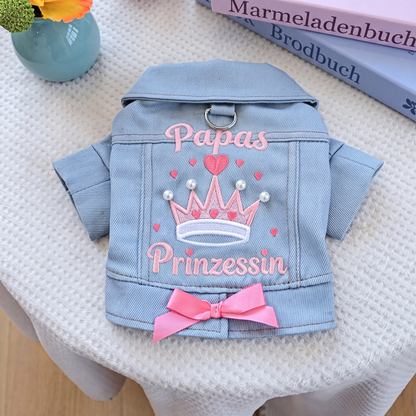 Niedliche Jeansjacke für Hunde im Prinzessinnen-Stil