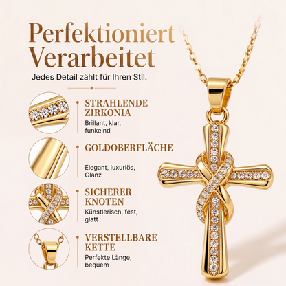 ✨ Glänzende Kreuzanhänger-Halskette für Damen mit gedrehtem Knoten – Jetzt im Sommer-Sale! 💛