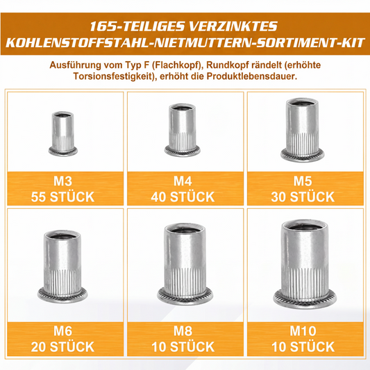 📢📢50% RABATT !!⏰Sortiment an Rändelnietmuttern