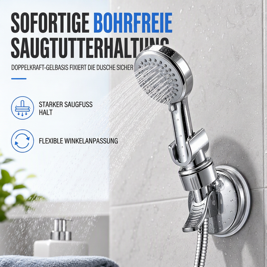 📢📢50% RABATT !!⏰Verstellbarer Duschkopfhalter mit Saugnapf – Ohne Bohren, Mehrwinklig, Starke Saugkraft ✨