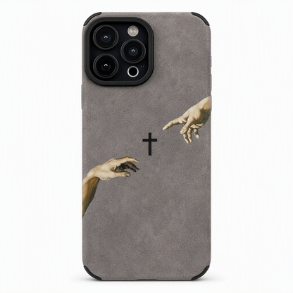 📢📢Zeitlich begrenztes Sonderangebot：1+1 GRATIS!⏰iPhone Hülle in Wildleder-Optik mit Kreuz-Motiv – Vintage Design & stilvoller Schutz