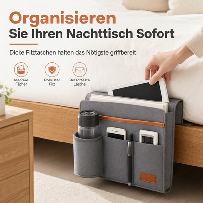 🛏️ ZEITBEGRENZT 50% RABATT! ✨ Minimalistische Filz-Bettseitentasche – Stabil befestigt, vielseitig einsetzbar, für ordentliche Aufbewahrung 📚