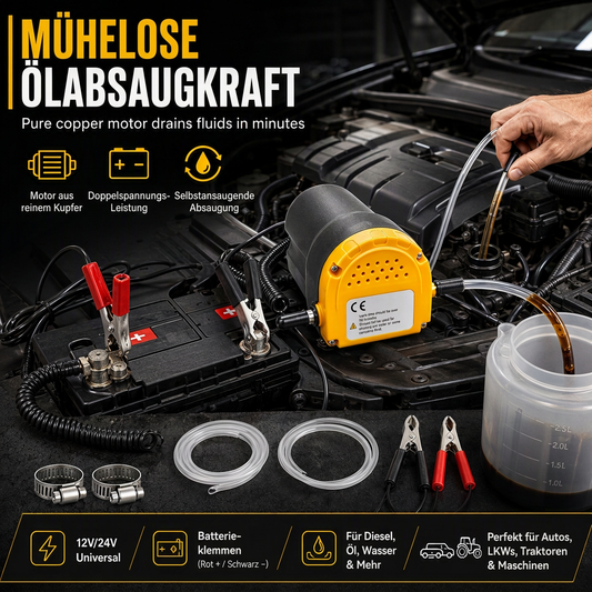 📢📢40% RABATT !!⏰12V 24V Tragbare elektrische selbstansaugende Transferpumpe, Mikro-Dieselöl-Absauger für Autos