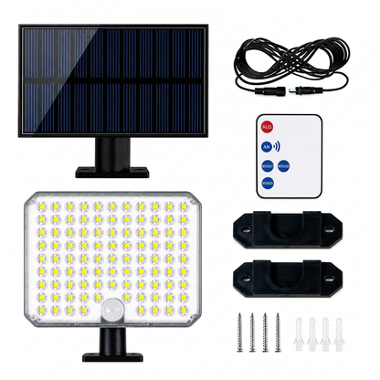Geteiltes Design Outdoor-Solar-Wandleuchte mit Bewegungssensor und Fernbedienung, wasserdichte solarbetriebene Straßenlampe mit 3 Modi für Hof und Garage
