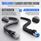 📢📢50% RABATT !!⏰Flaches Cat8-Ethernet-Kabel 40 Gbit/s, abgeschirmt, schwarz geflochtenes Netzwerkkabel aus sauerstofffreiem Kupfer mit blauen Steckverbindern