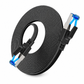 📢📢50% RABATT !!⏰Flaches Cat8-Ethernet-Kabel 40 Gbit/s, abgeschirmt, schwarz geflochtenes Netzwerkkabel aus sauerstofffreiem Kupfer mit blauen Steckverbindern