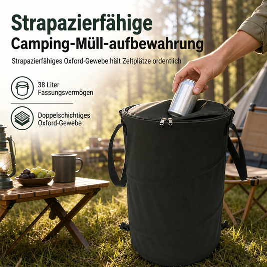 📢📢40% RABATT !!⏰Zusammenklappbarer Camping-Mülleimer mit Deckel, große Kapazität, tragbare 600D-Aufbewahrungsbox für den Außenbereich, Picknick, Garten und Camping