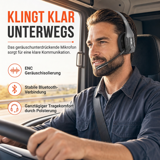 📢📢40% RABATT !!⏰Drahtloses Bluetooth-Headset für Callcenter mit ENC-Umgebungsgeräuschunterdrückung und automatischer Kopplung für Kundenservice und Lkw-Fahrer
