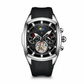 📢📢40% RABATT !!⏰Herren Quarz-Chronograph im Tonneau-Design mit skelettiertem Schwungrad-Zifferblatt, Mondphasenkalender und Silikonarmband