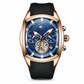 📢📢40% RABATT !!⏰Herren Quarz-Chronograph im Tonneau-Design mit skelettiertem Schwungrad-Zifferblatt, Mondphasenkalender und Silikonarmband