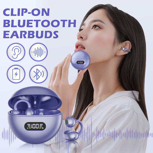 📢📢50% RABATT !!⏰Open-Ear Clip-On Bluetooth-Ohrhörer – ganztägiger Komfort, immersiver Sound, Leckagekontrolle, 8–10h Akkulaufzeit, Touch-Steuerung. Keine Ohrenschmerzen! 🔋