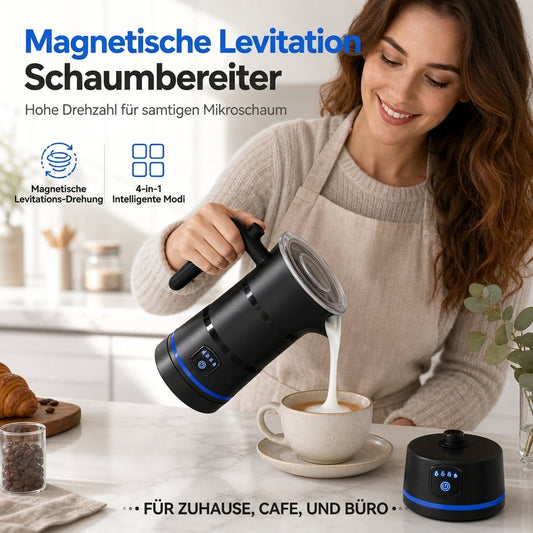 📢📢40% RABATT !!⏰Elektrischer magnetisch schwebender Milchaufschäumer und -wärmer, Milchschäumer für kalten und heißen Milchschaum für den Hausgebrauch