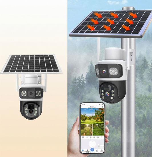 📢📢40% RABATT !!⏰Drahtlose solarbetriebene Außenüberwachungskameras mit Dualobjektiv