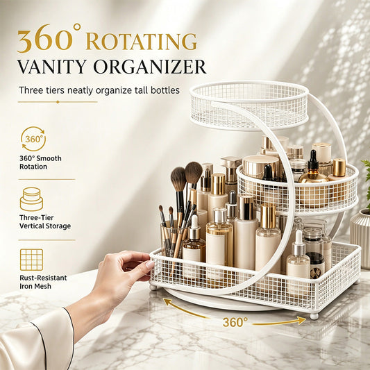 📢📢50% RABATT NU!! ⏰Drehbarer Kosmetik-Organizer mit 3 Ebenen für Schminktisch und Bad