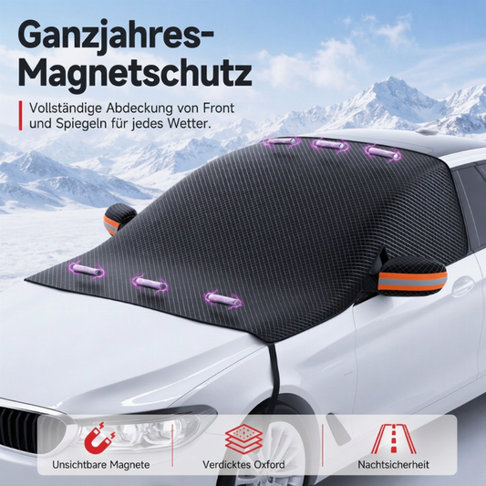 📢📢40% RABATT !!⏰Magnetische Auto-Frontscheibenabdeckung, verdickt, wasserdicht – Sonnenschutz und Schneeschutz mit reflektierenden Streifen