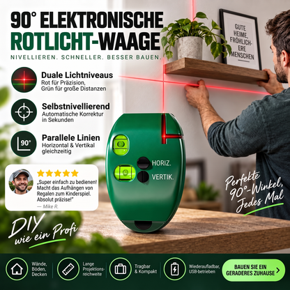 📢📢50% RABATT !!⏰90° rechtwinklige Laser-Wasserwaage | Infrarot-Linienmarkierer für Fliesenlegearbeiten und DIY-Projekte
