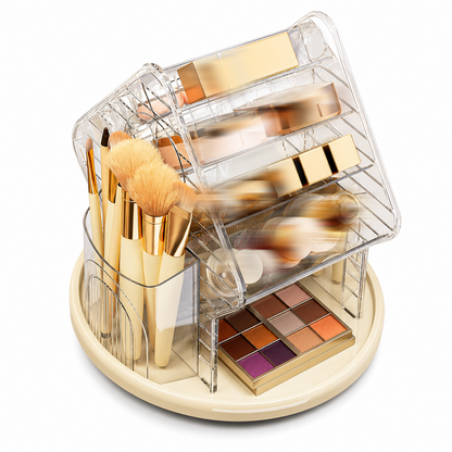💄 50% RABATT! 🔄 Transparenter Make-up-Organizer – Drehbar & platzsparend ✨