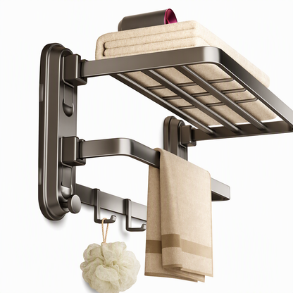 ⏳JETZT 50 % RABATT!! 🧺 Doppelt klappbares Handtuchregal – Saugmontage, rostfrei und platzsparend, hält das Badezimmer ohne Bohren ordentlich 🛁✨