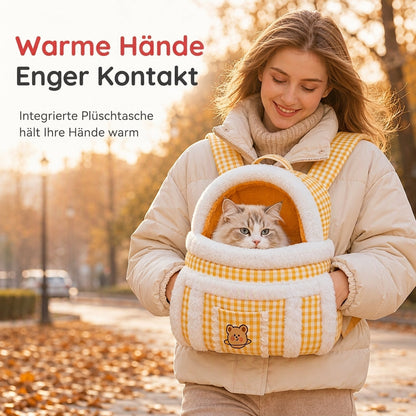 🔥50% RABATT auf ausgewählte Produkte 🎉Fliegender, wattierter Haustier-Trage-Rucksack, weiche warme Katzen-Front-Tragetasche mit handwärmender Tasche für Herbst und Winter