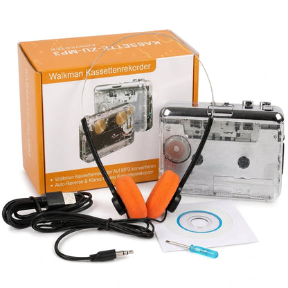 📢📢40% RABATT !!⏰ Transparenter Kassettenplayer – Kassetten-zu-MP3-Konverter, Type-C & Hi-Fi-Stereo – Nostalgie trifft auf moderne Technik 🎵