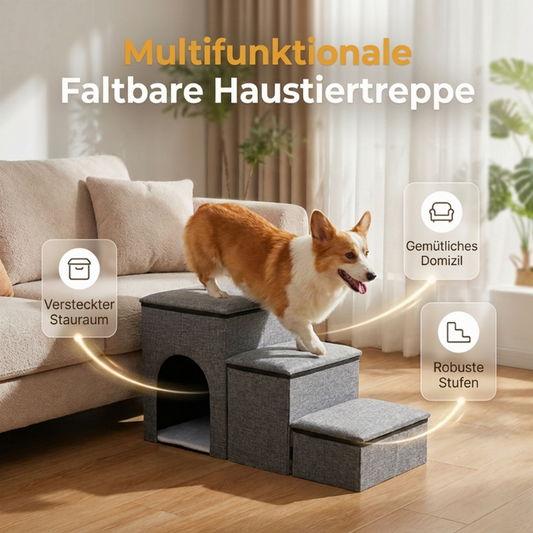 📢📢JETZT 50 % RABATT!! ⏰Faltbare 3-stufige Haustierleiter mit Stauraum