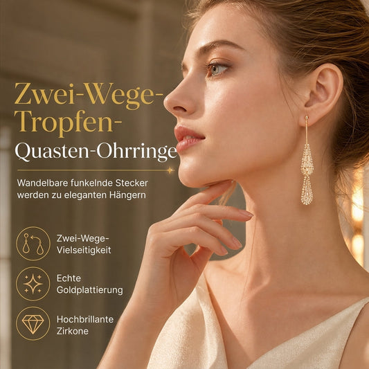 ✨ JETZT 50 % RABATT ✨Tropfen-Ohrringe – Zirkonia, vergoldet & 2-in-1 tragbar ✨