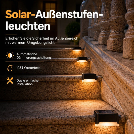 📢📢Kaufe 1, erhalte 1 gratis !!⏰Outdoor Solar Geländerleuchten Wasserdichte LED-Stufenleuchten für Gartentreppen, Zäune, Hof- und Landschaftsdekoration