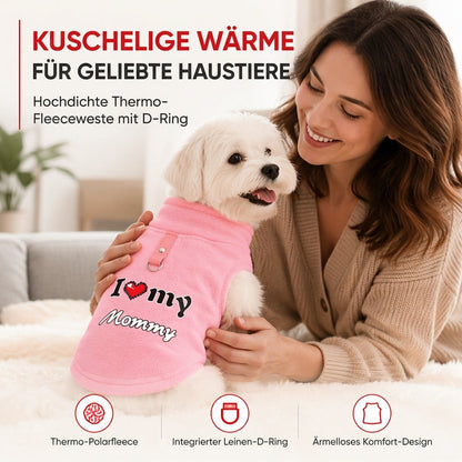 🐾 JETZT 50% RABATT ✨ Warmes Haustierpullover mit Leinenring — "Love Dad & Mum"-Design ❄️