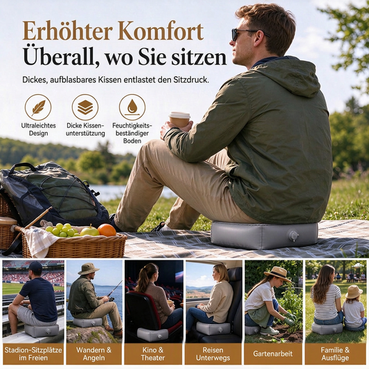📢📢Kaufe 1, erhalte 1 gratis! 🛋️Tragbares aufblasbares Konzertkissen – leichtes, wasserdichtes Outdoor-Sitzkissen