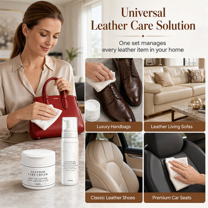 🧴 50% RABATT! ✨ Luxus-Lederreiniger & Pflegecreme Set – Reinigt & pflegt ✨