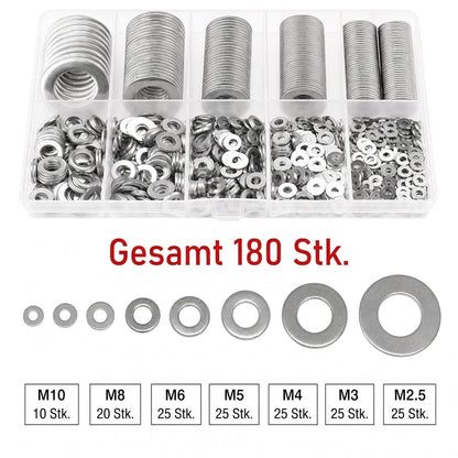 📢📢50% RABATT !!⏰Edelstahl Unterlegscheiben Sortiment Set mit Aufbewahrungsbox