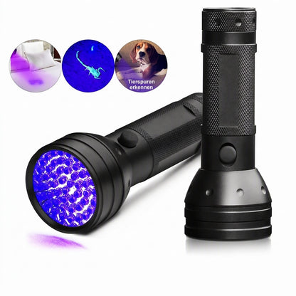 📢📢50% RABATT !!⏰51-LED-UV-Taschenlampe 395 nm, ultraviolettes Schwarzlicht-Detektor aus Aluminiumlegierung, Handgerät zur Erkennung von Falschgeld und zur Schmuckbewertung
