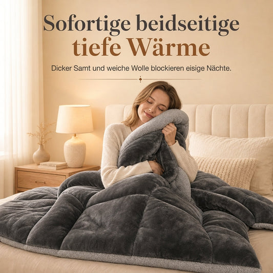 📢📢JETZT 50 % RABATT⏰🛏️ Dicke gesteppte Winterdecke aus Schneeflocken-Samt, kuschelig warm ❄️