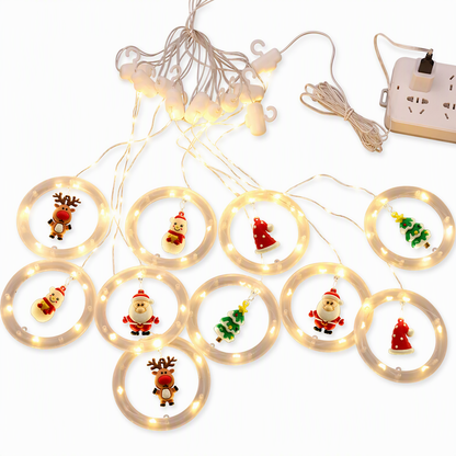 📢📢50% RABATT !!⏰LED-Weihnachts-Eiszapfen-Lichterkette, USB-betrieben, hängende Lichter mit Stern- und Weihnachtsbaum-Ring-Design für Feiertags-Fensterdekoration