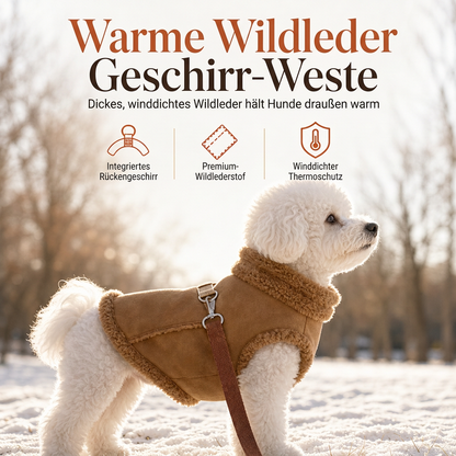 📢📢JETZT 50 % RABATT⏰🐕 Verdicktes Geschirr aus Wildlederimitat – Warme Winter-Hundekleidung für kleine und mittelgroße Hunde ❄️🧥