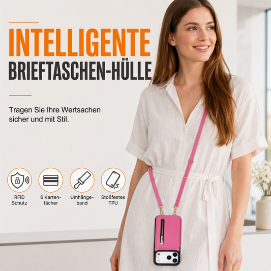 ⏳50% RABATT! 📱 Faltbare Wallet-Handyhülle mit Umhängeband – PU-Leder, Kartenfächer & Standfunktion