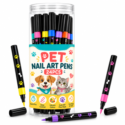 🐾 NUR FÜR KURZE ZEIT 50% RABATT! 🎨 24 Farben Haustier-Nagelstifte – Schnelltrocknend, auf Wasserbasis, einfache Anwendung ✨