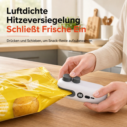 📢📢50% RABATT !!⏰Tragbarer Mini-Handbeutelversiegelung Wiederaufladbares Heißsiegelgerät mit Batteriestromanzeige und magnetischem Design für Snackbeutel aus Kunststoff