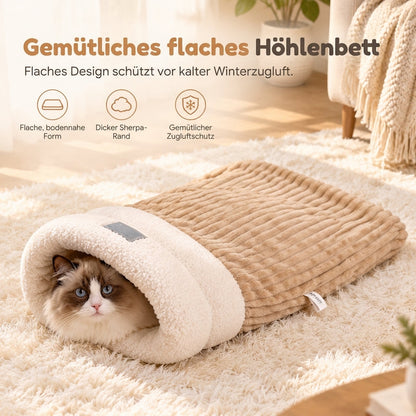 ✨ JETZT 50 % RABATT ✨Verdicktes, warmes, umschließendes Katzenbett / Schlafsack – weiches Plüsch-Höhlenbett und Matte für Herbst und Winter